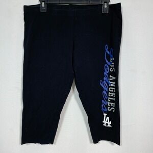 Los Angeles Dodgers MLB Baseball Black Cotton Capri Leggings Women's LARGE